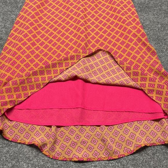 Azel Hazel Tunic Top Womens L Orange Pink Geometric Sleeveless V Neck Lined - Picture 5 of 11
